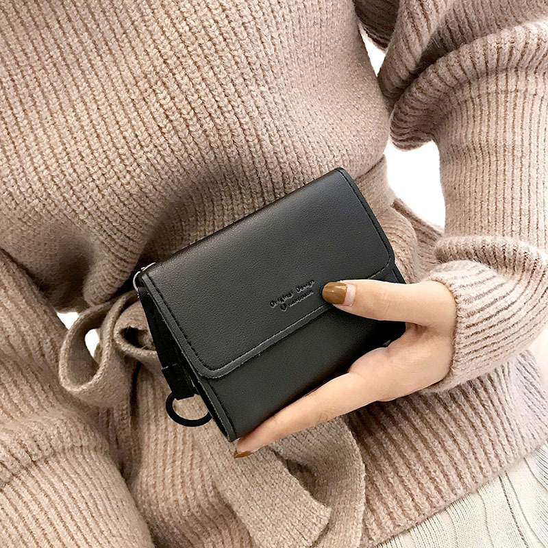 女士钱包2020新款韩版三折折叠小钱夹百搭个性圆环零钱夹小卡包