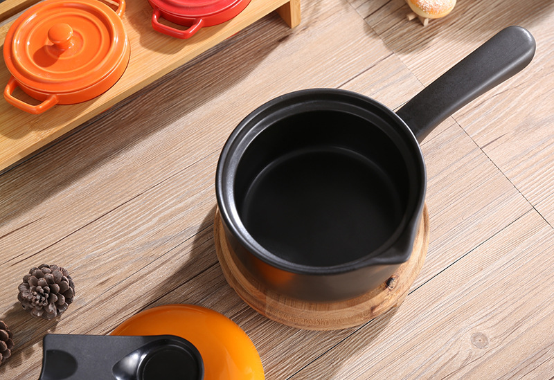 5l长柄明火砂锅创意煮面炖锅陶瓷煲煮粥炖汤锅陶瓷小奶锅