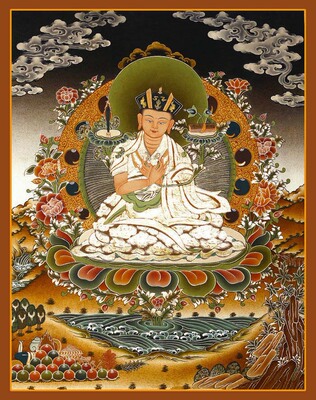 佛器佛画开光尼泊尔唐卡画心大宝法王噶玛巴塑料卷轴挂画绢丝布画