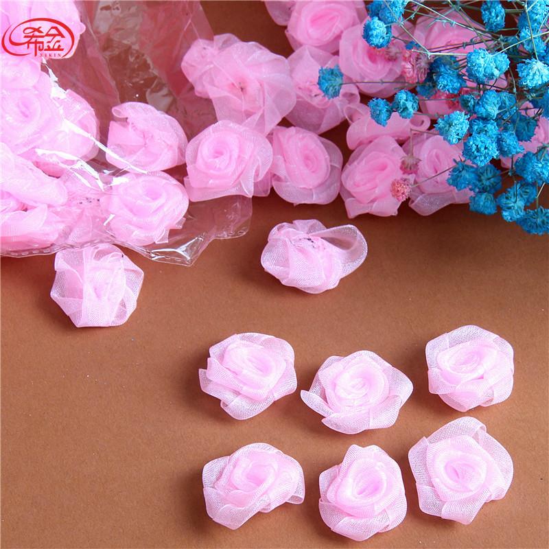 2cm雪纱玫瑰花diy发夹头花材料 服装内衣辅料装饰 大小可来样定做