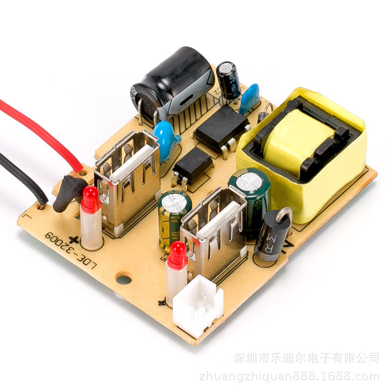 智能双口usb充电插座电路板 5v2.1a手机充电器usb线路板厂家直销