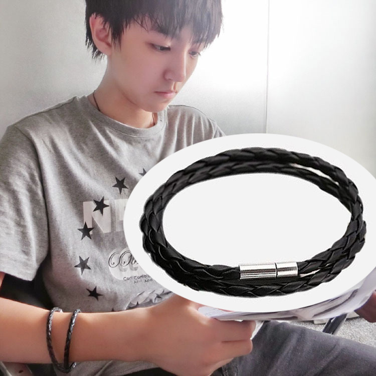 s81王俊凯同款韩版复古饰品情侣双层百搭皮质手工编织手链批发