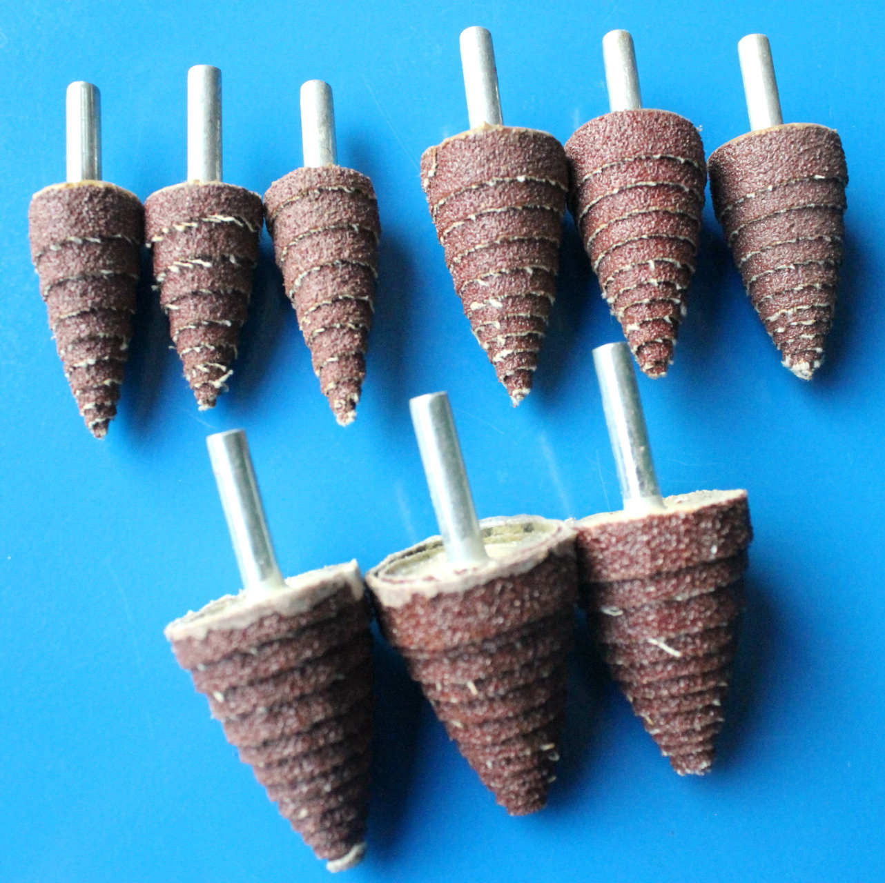 厂家直销 砂布磨头 带柄页轮 锥形页轮磨头 带柄砂布螺旋磨头