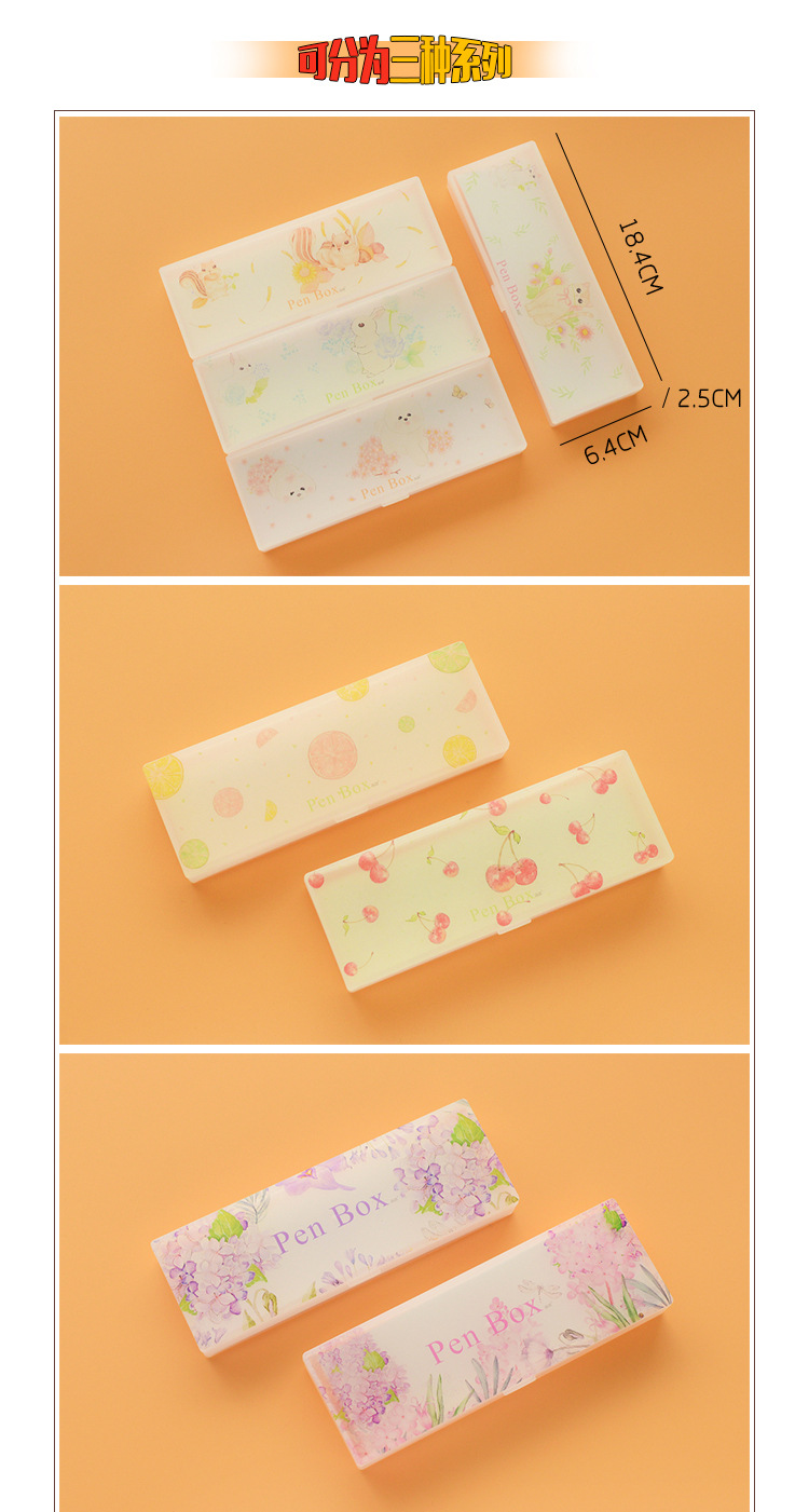 创意透明塑料磨砂笔盒 儿童简约铅笔盒小学生文具盒透明铅笔盒