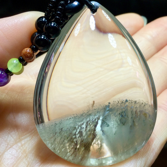 东海水晶天然千层蓝兔毛蓝幽灵滴水【水滴型】吊坠