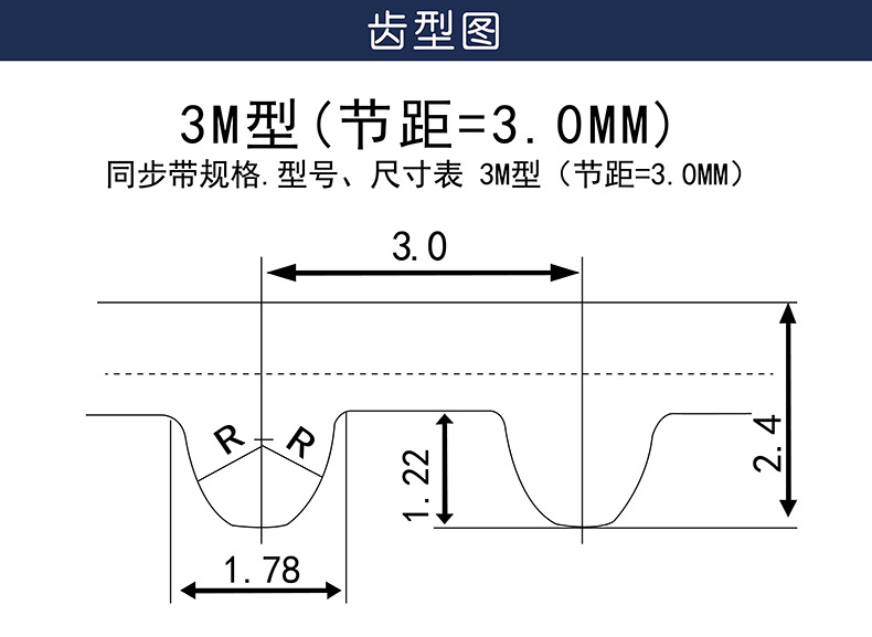 橡胶同步带174-3m 58齿 同步皮带 传动带 圆弧齿工业齿形带输送带