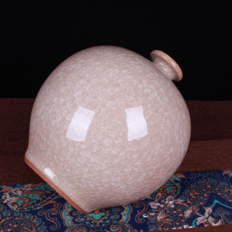 景德镇陶瓷器花瓶 仿古官窑裂纹冰片白色石榴花瓶现代简约装饰品