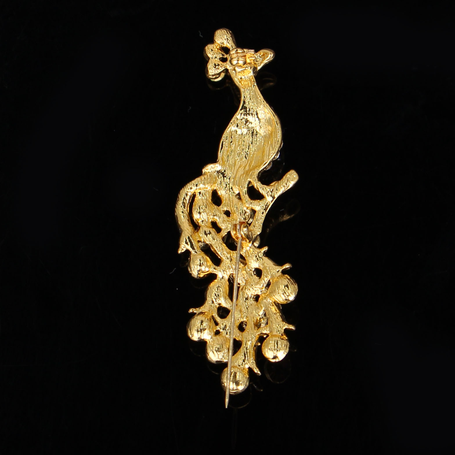 韩镶满水钻七彩色金孔雀胸针凤凰 别针 女性可爱奢华时尚毛衣配饰