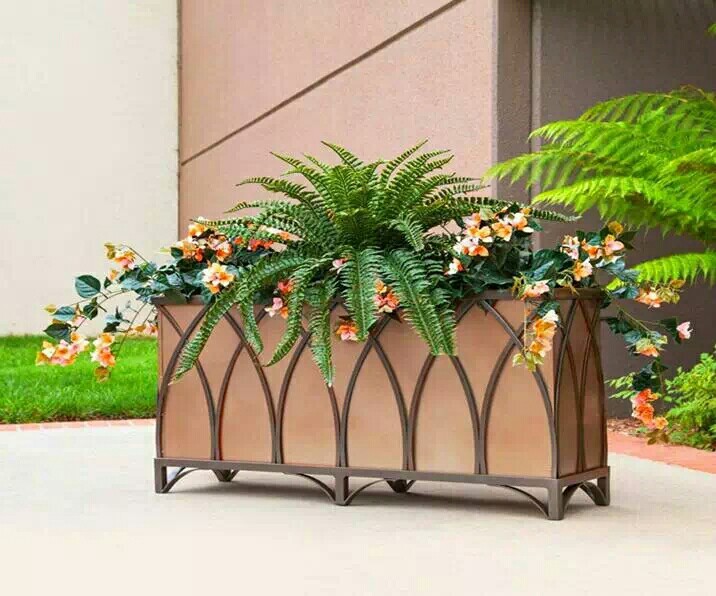 户外大型铁艺花箱广场街道长方形花架花卉架花器园艺种植金属花槽