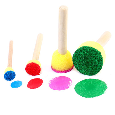 圆形4件套海绵画刷diy美劳早教幼儿园颜料涂鸦工具儿童绘画画笔刷