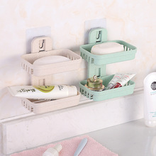 小麦秸秆无痕贴双层肥皂盒 浴室强力吸盘肥皂架 壁挂式肥皂盒