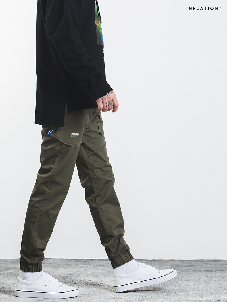 inf男装|2018秋装新款潮牌纯色joggerpants缩脚束脚裤男士休闲裤