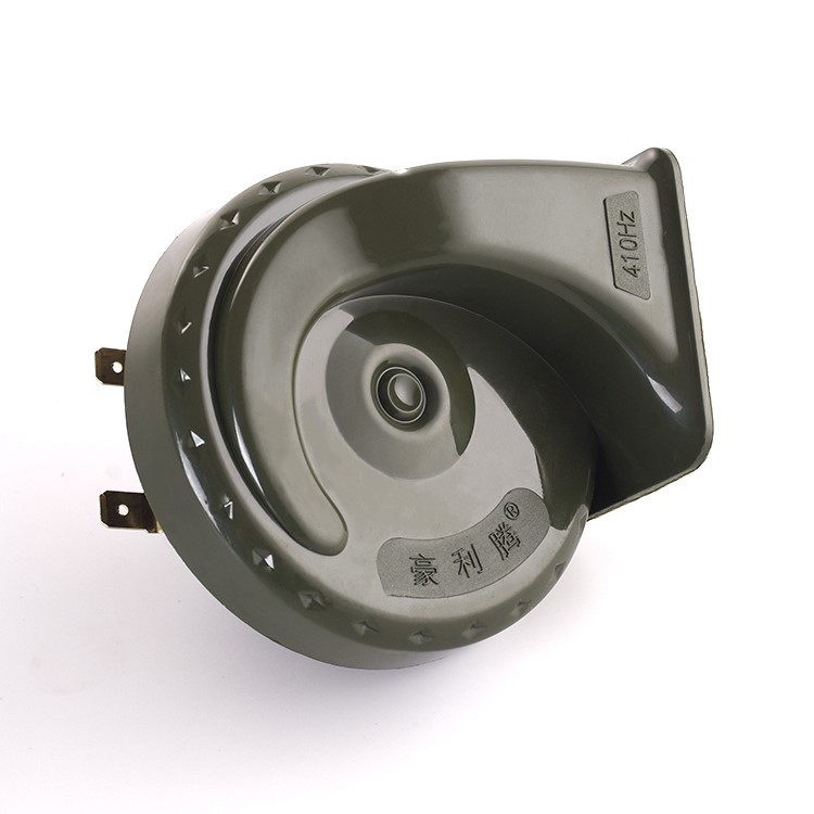 批发军绿色通用12v电喇叭汽车蜗牛喇叭 优质汽车喇叭鸣笛喇叭