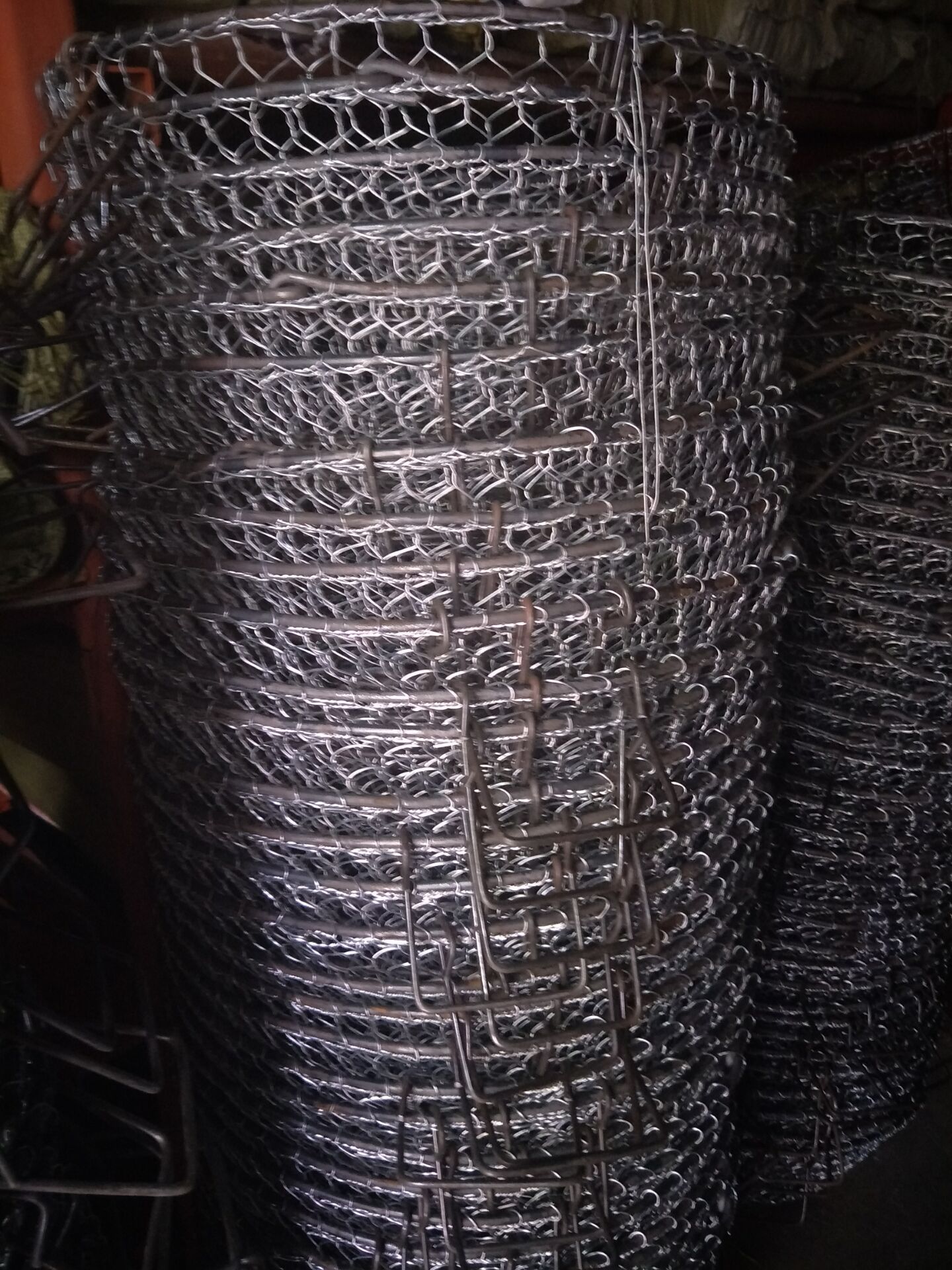 手工编织网采摘蔬菜水果药材抬筐铁篮子搬运核桃干果等铁丝网