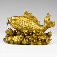 黄铜龙鱼摆件 黄铜鱼 工艺品摆件金属工艺品铜6889动物家居通用园