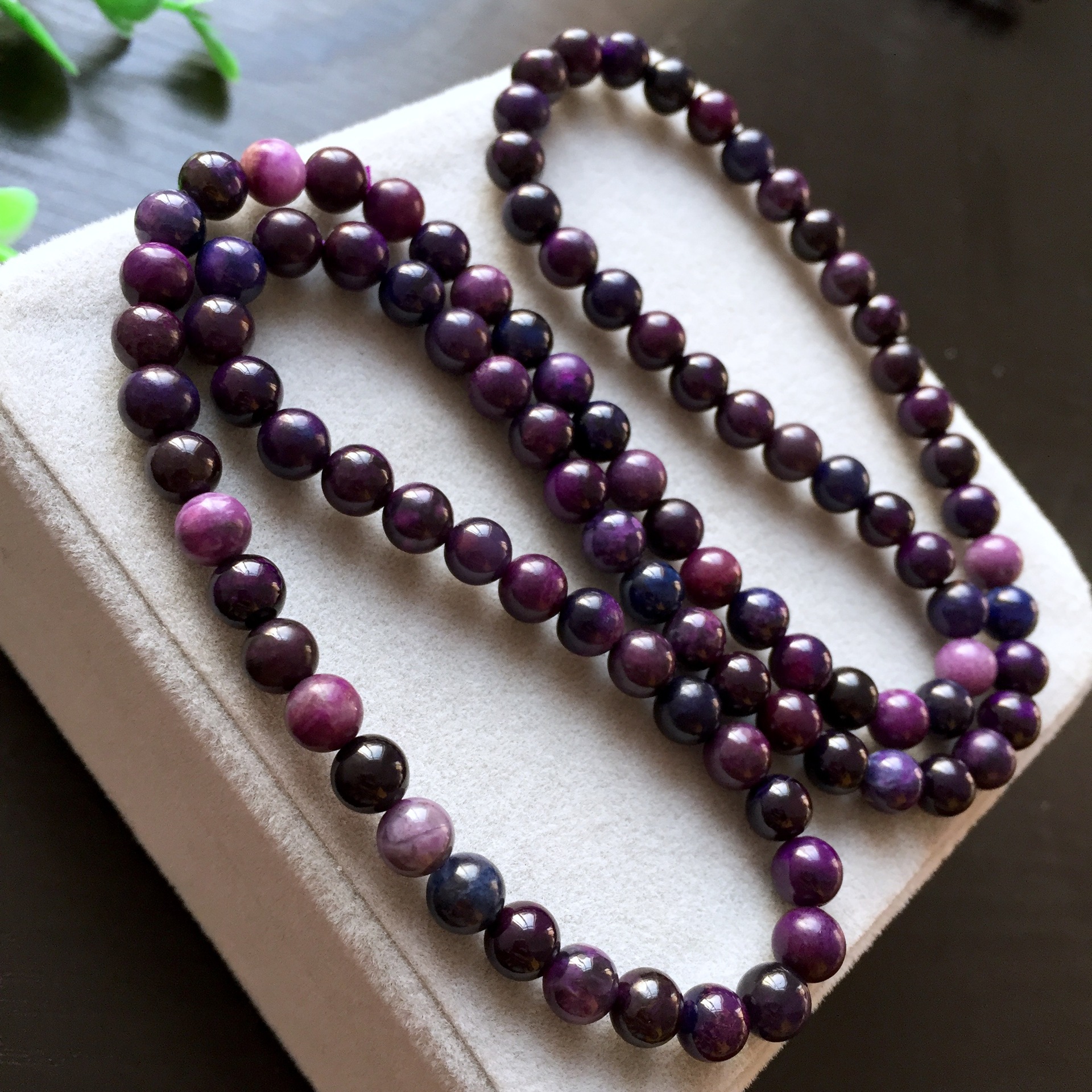 舒俱来手链三圈 天然苏纪石佛珠 皇家紫 南非国石 女式手饰