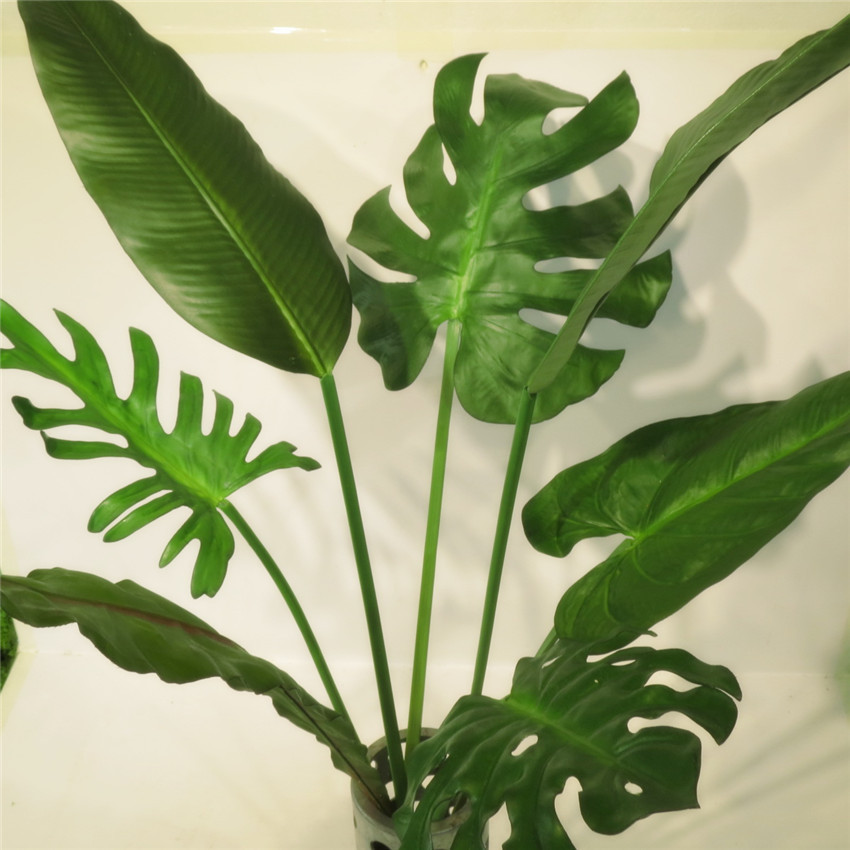 芭蕉叶小仙芋叶鸟巢叶火鹤叶龟背叶假花仿真叶摆放绿植物
