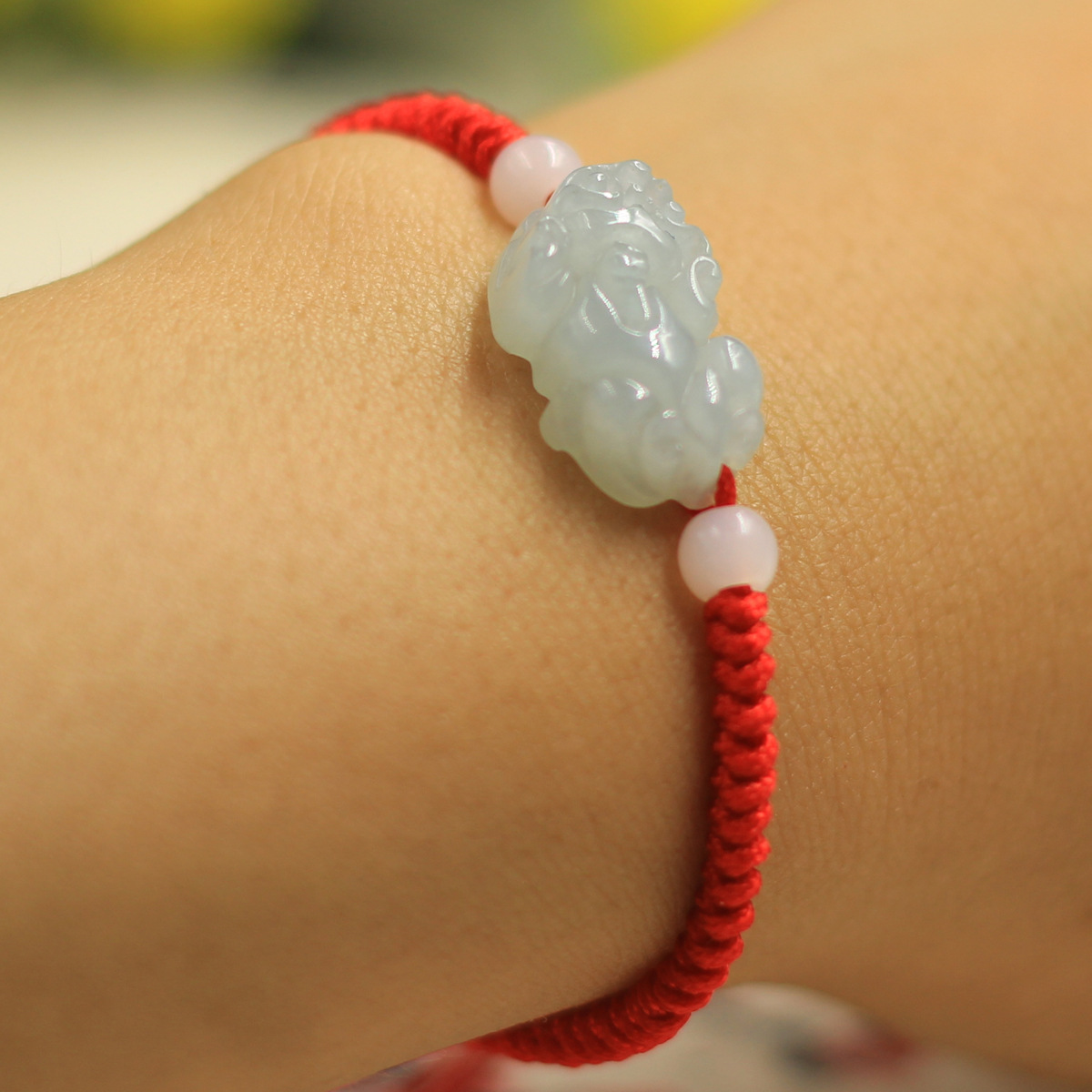 翡翠貔貅手链男女款翡翠玉石本命年情侣款貔貅手串饰品
