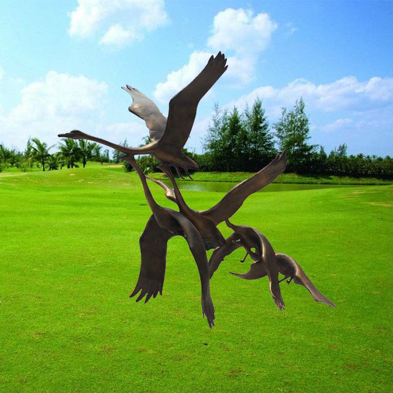 大雁雕塑玻璃钢仿铜仿真动物仙鹤雕塑公园别墅户外景观摆件