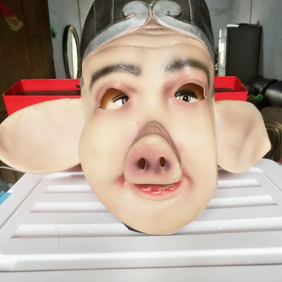 万圣节演出道具猪八戒面具带发猪头面具恶搞恐怖头套鬼节厂家直销