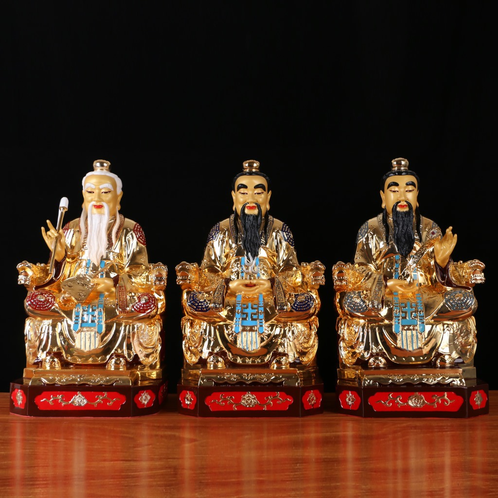 圆通工艺铜鎏金佛像三清道祖元始天尊灵宝天尊道德天尊道教摆件