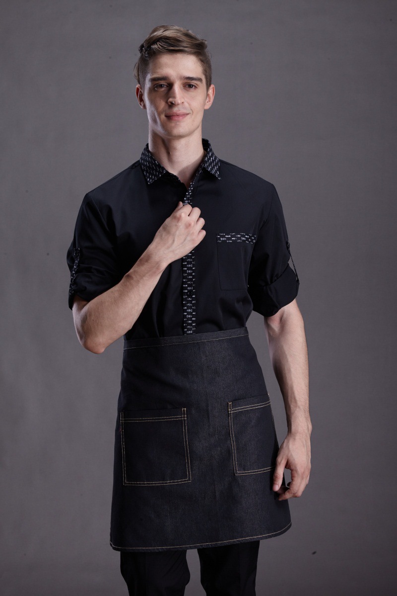 可定制的厨师服 黑厨师服春秋装