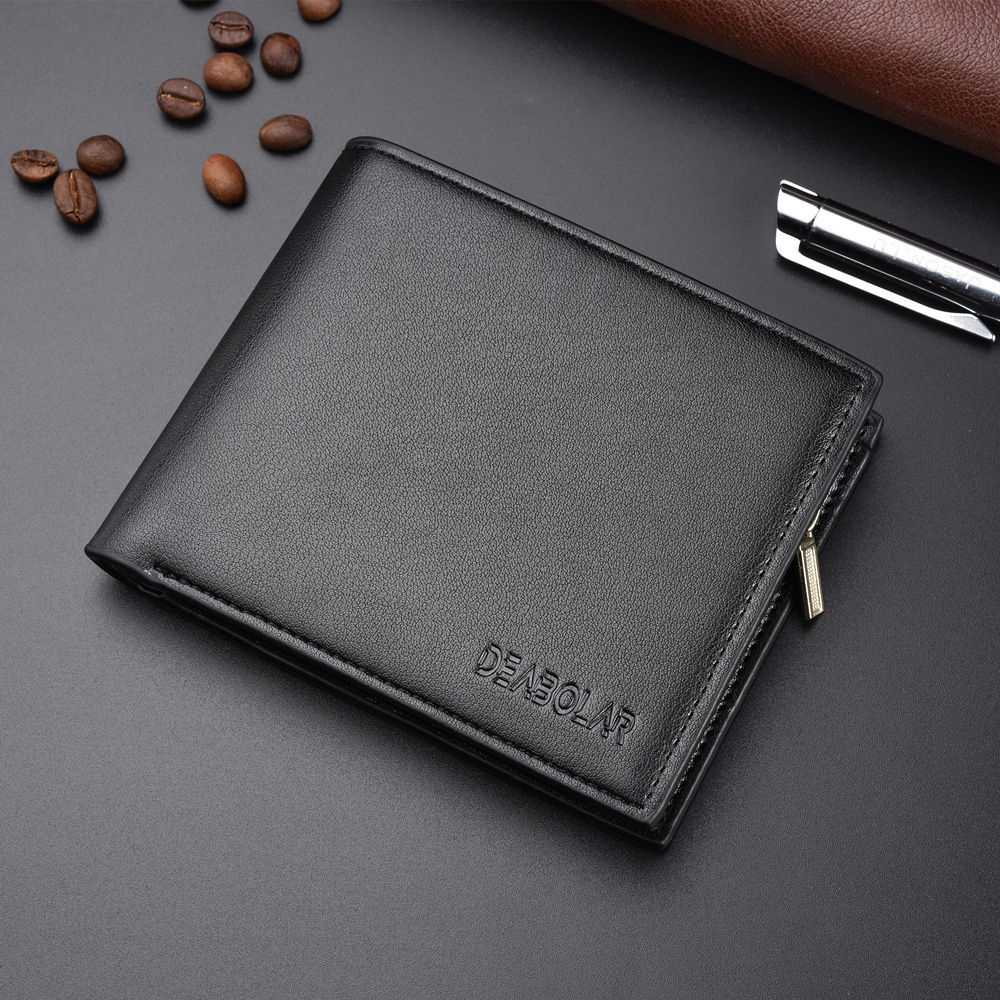 New Men's Short Wallet Korean Business Multi Card Slots Wallet Zipper Coin Purse Trifold Wallet Manufacturer Wholesale