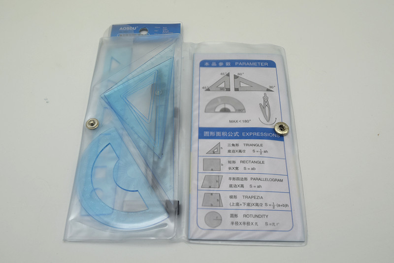 Wholesale 5 Pieces Drawing Ruler Suit Three Discount Bag Compasses Set Student Drawing Instrument 2501 Type