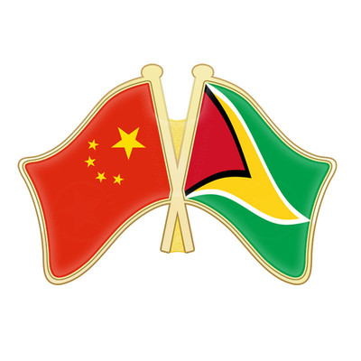 中国和加纳 格林纳达 危地马拉 几内亚比绍 圭亚那双面国旗徽章订