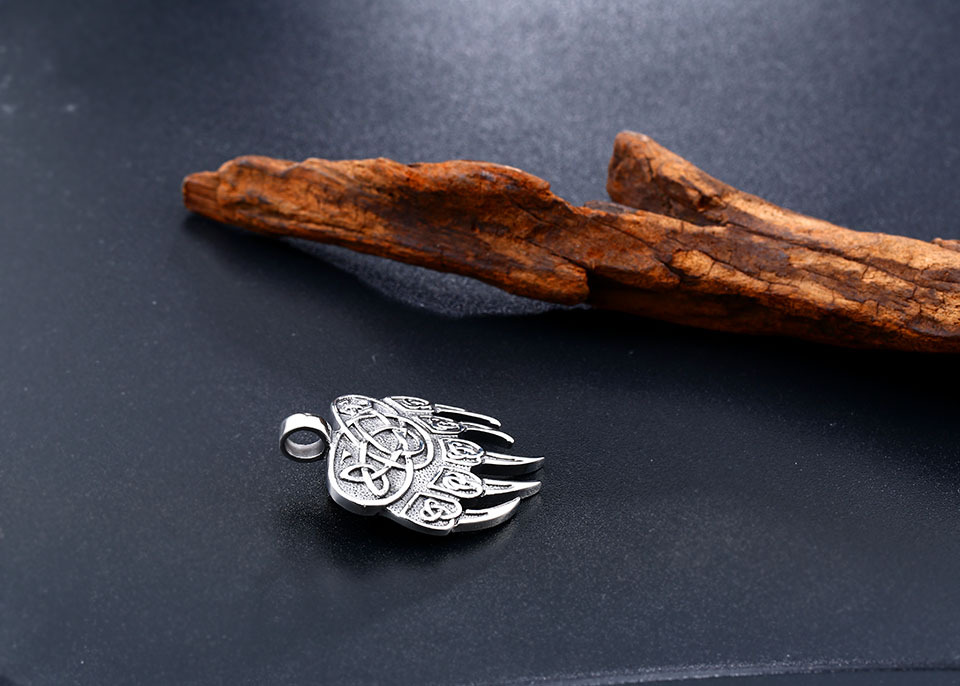 beier欧美项链批发 钛钢北欧维京凯尔特结熊爪男女护身符吊坠