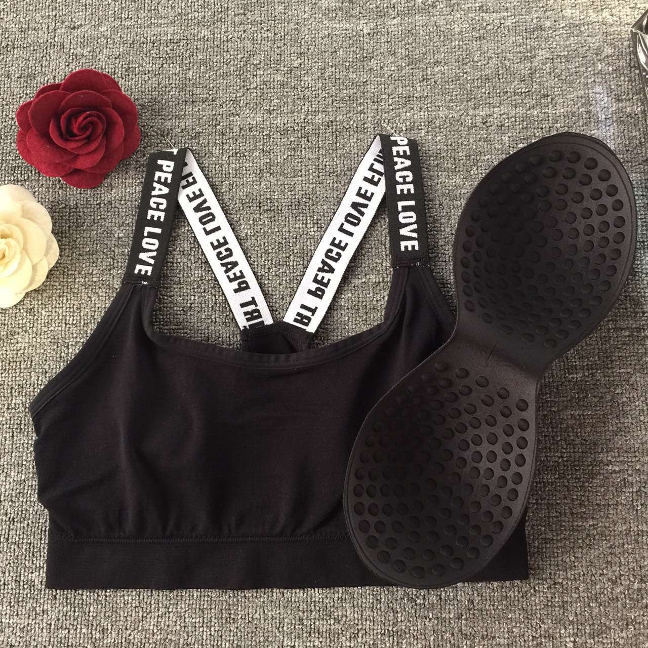 英文字母吊带裹胸 无缝无钢圈一片胸垫运动文胸 打底吊带抹胸女