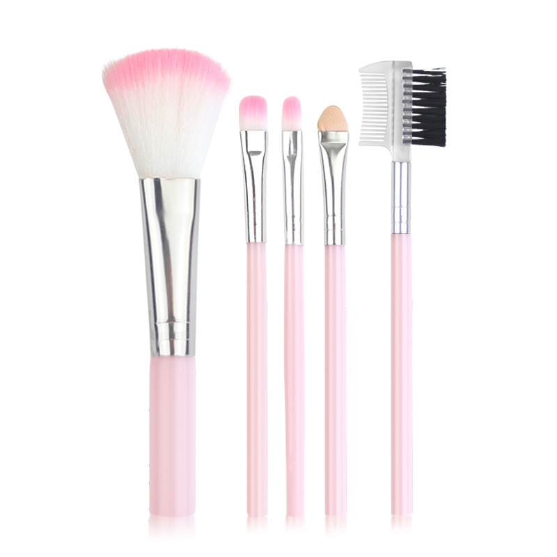 Factory Direct Sales New 5 Brushes Makeup Brush Pink Suit Beginner Eye Shadow Brush Cosmetic Brush in Stock Wholesale