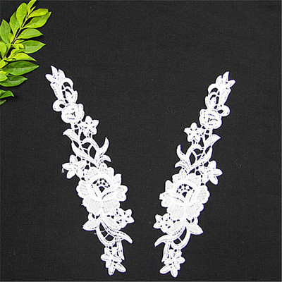 涤纶丝刺绣白色领花 蕾丝领花 水溶领花 服装花边辅料
