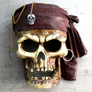加勒比海盗骷髅头 杰克船长骷髅头 树脂壁挂 酒吧装饰
