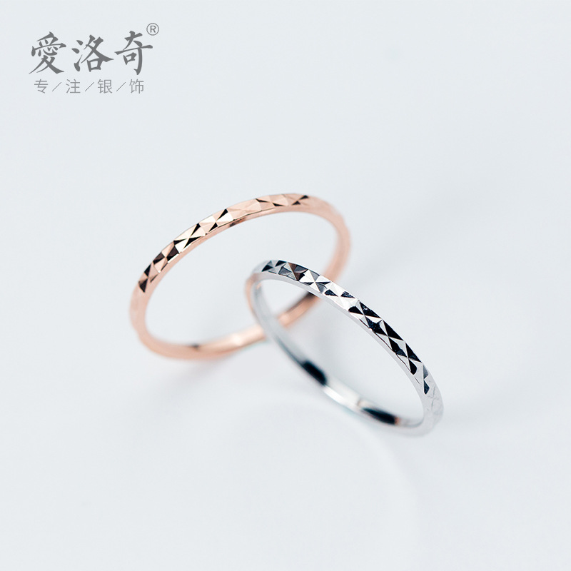 S925 Silver Starry Ring Women's Simple Joint Line Ring Women's Ring Japanese and Korean Thin Little Finger Ring Ring J3236