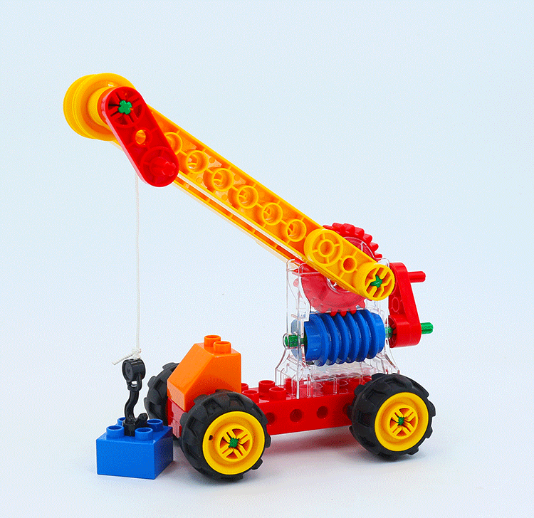 唯立方万格大颗粒积木涡轮小吊车早教益智拼装齿轮拼插科教育玩具