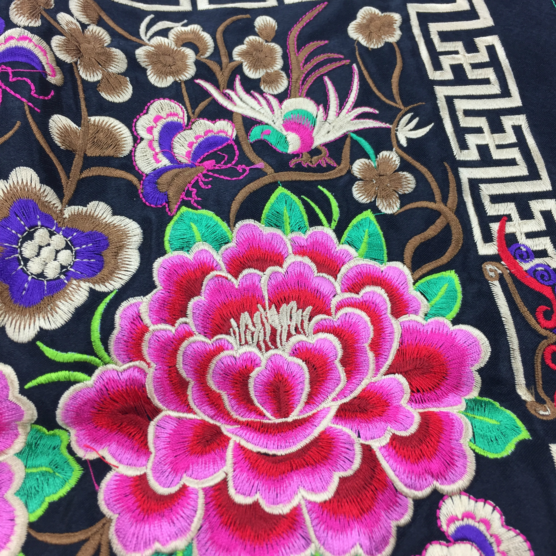 外贸牡丹 高品质中国风刺绣布贴 民族风绣片 服装包包绣花料 批发