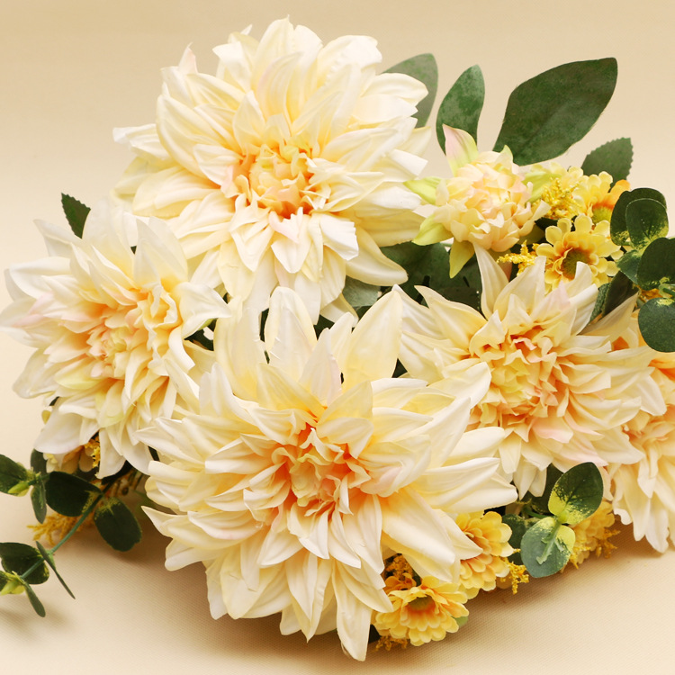 高档仿真水彩大理菊花 婚庆婚礼装饰扶郎花 卧室客厅装饰假花厂家