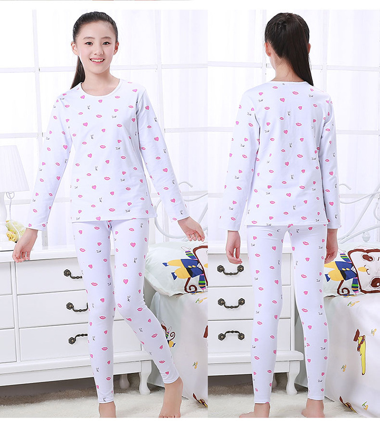 思琪拉斐少女保暖内衣套装学生薄款棉秋冬秋衣秋裤打底套装