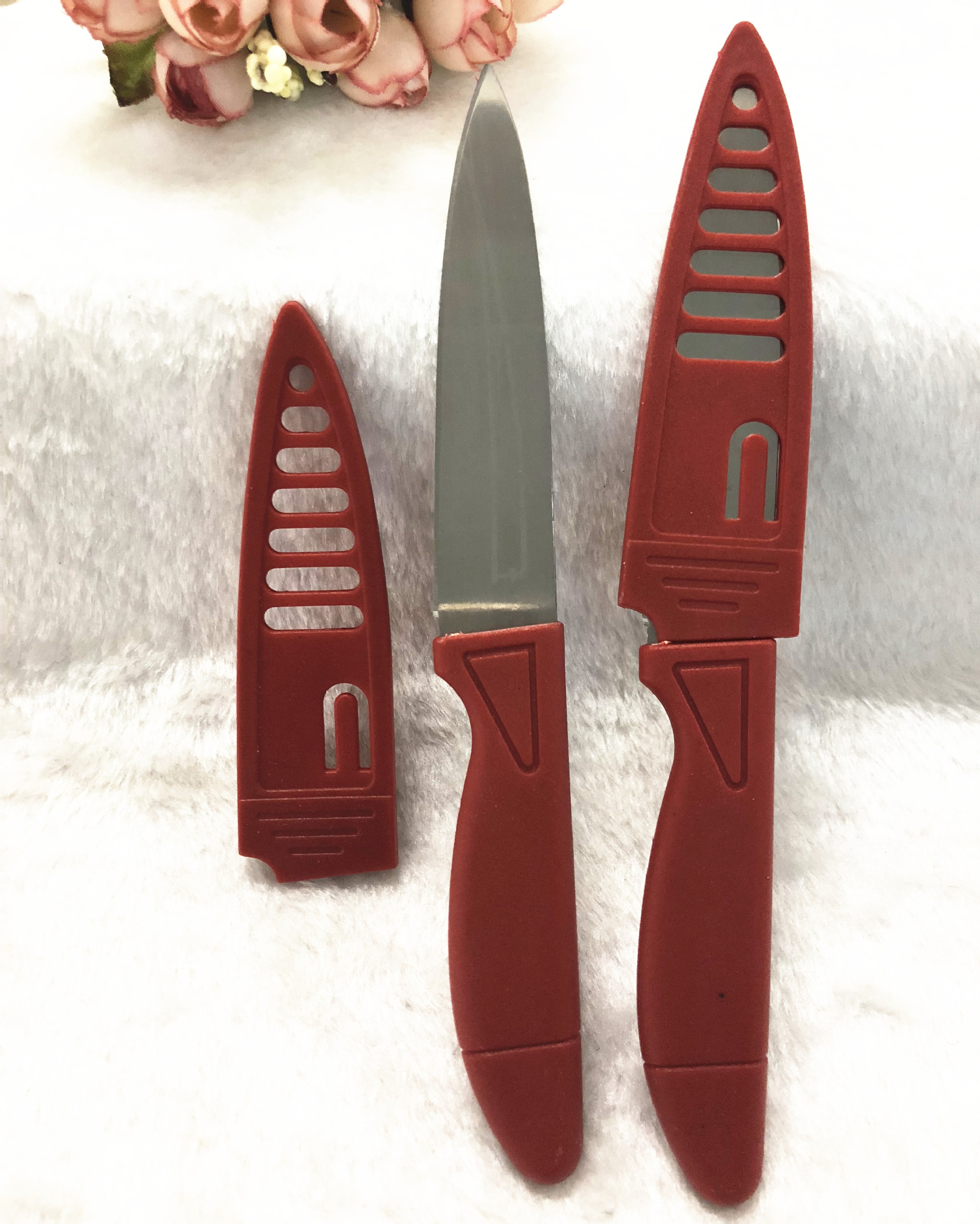 红色水果刀 西瓜刀 波罗刀 削皮刀 热卖爆款 一元地摊货源