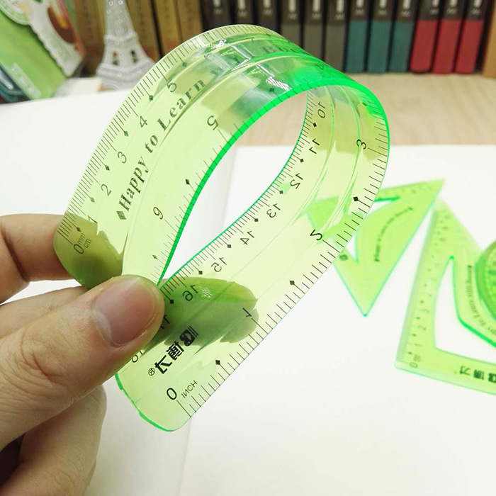 博才18cm软质三角尺 软尺软胶尺子三角板直尺折叠尺套尺 方便耐用