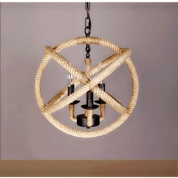 美式乡村复古工业风吊灯餐厅网吧台咖啡厅编织麻绳球灯具 批发