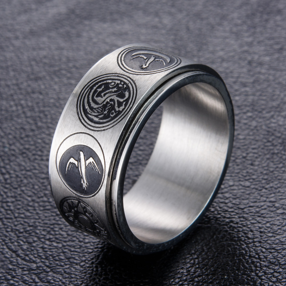 权利的游戏冰与火之歌家族徽章标志 男士戒指 可转动