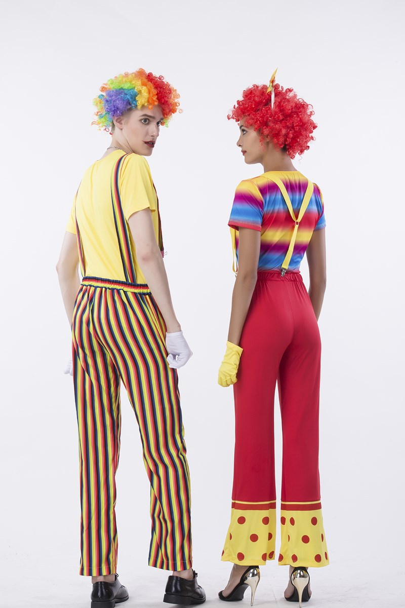 万圣节新款实拍马戏团小丑角色扮演服背带裤条纹套装夜店舞台服装