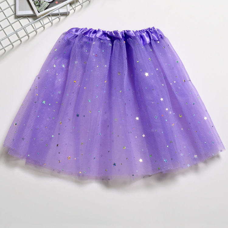 儿童亮片紫色三层裙01