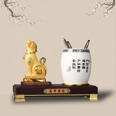 狗年办公摆台 绒沙金狗年办公礼品定制 狗年周年庆典礼品龙岗礼品