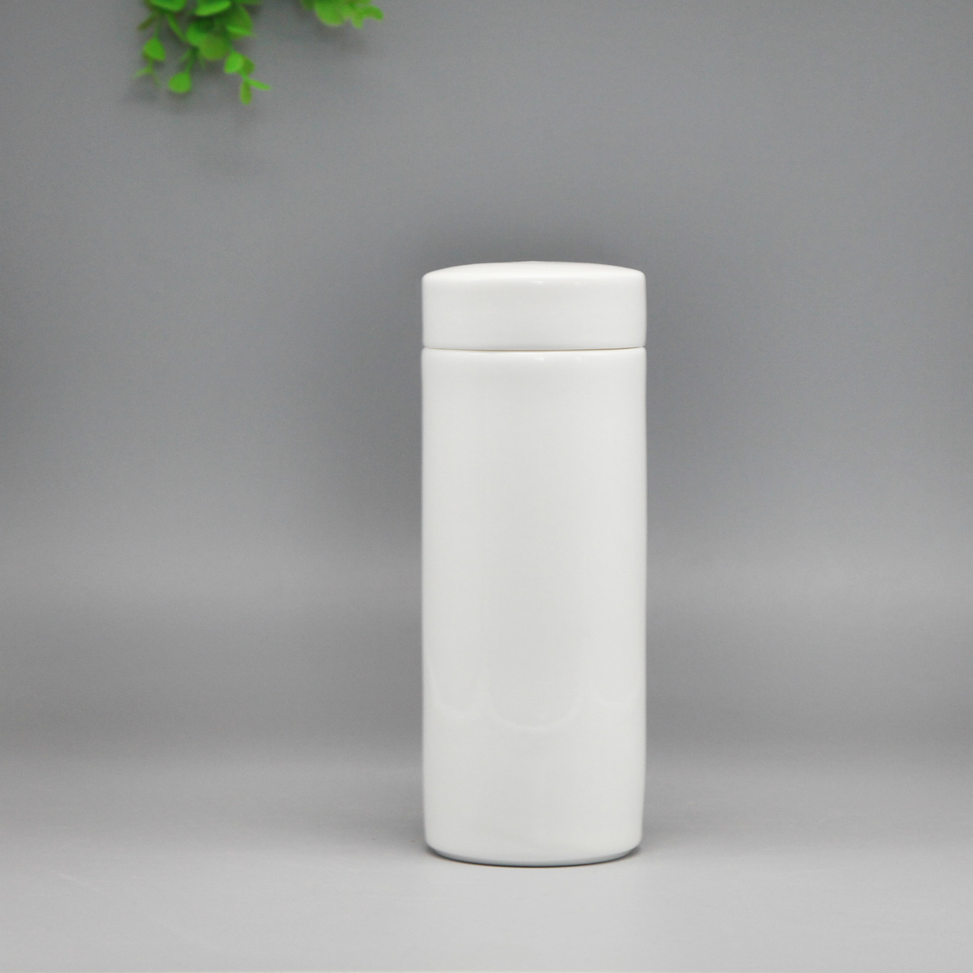 雷格 唐山骨瓷高档纯白陶瓷杯 创意双层带盖保温杯养生可定制画面