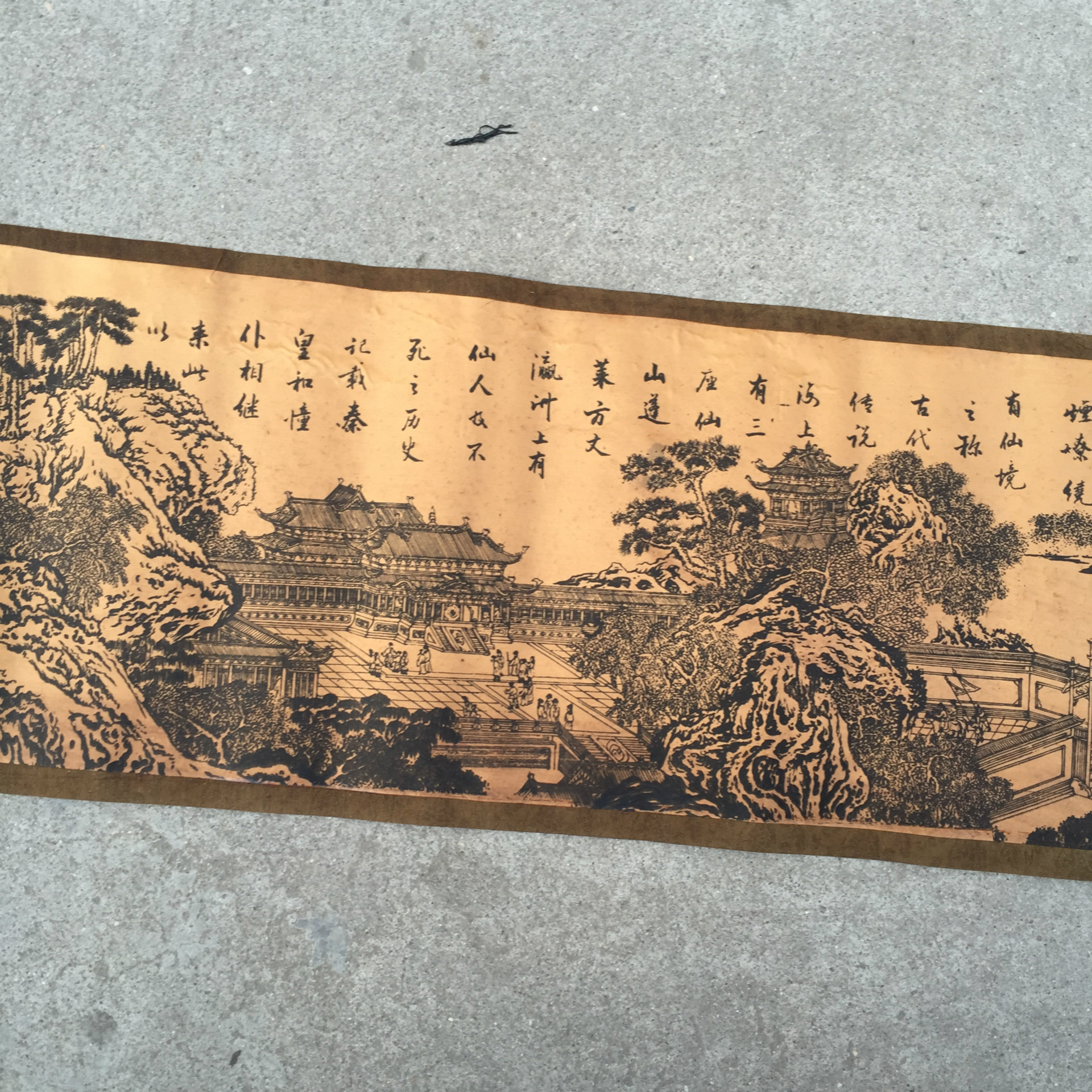 古玩批发复古装饰画仿古字画长卷古画绢布画岳飞抗金图已装裱