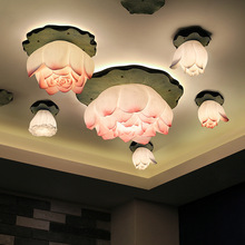 中式吸顶灯个性创意荷花艺术灯饰客厅餐厅卧室灯家用圆形led灯具