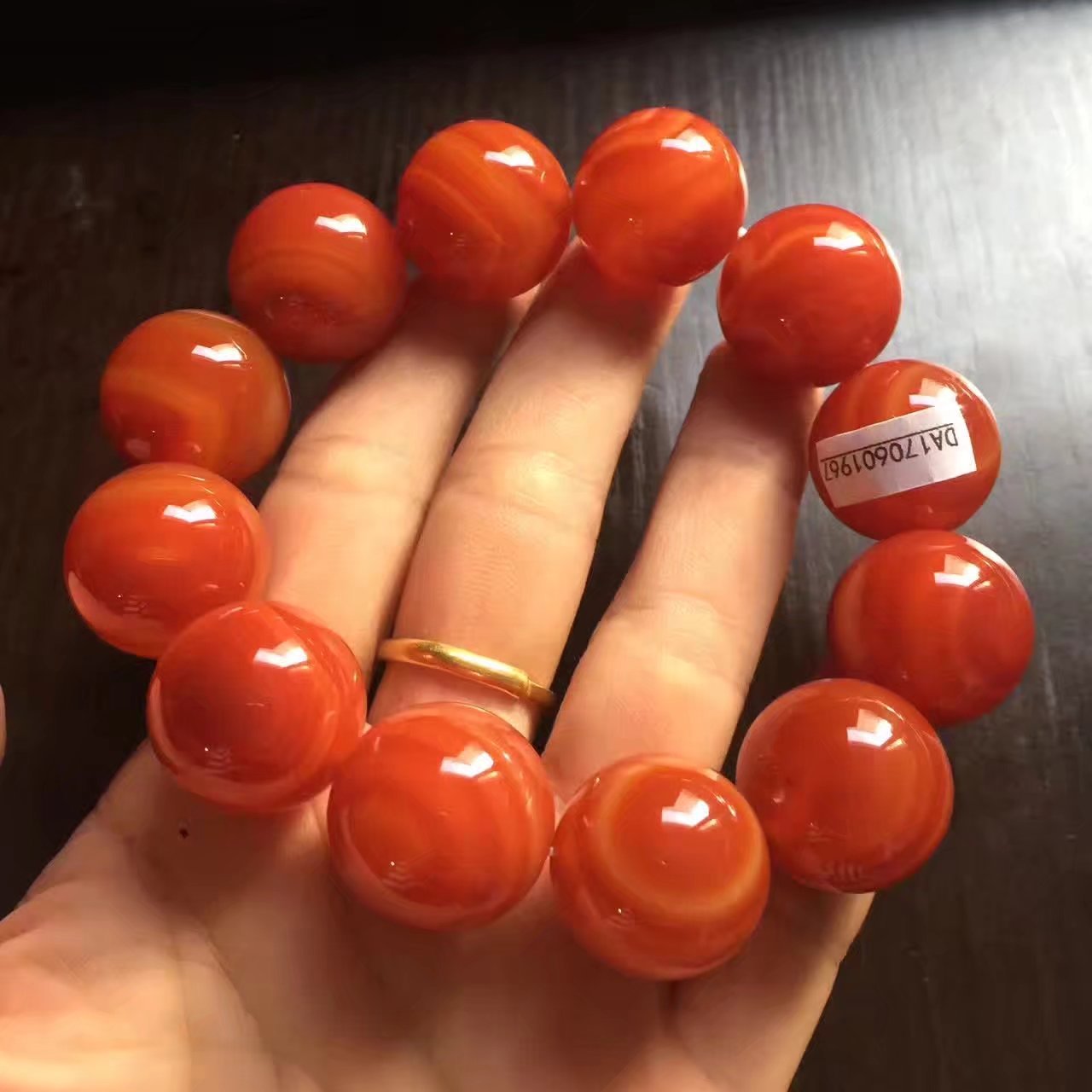 天然红玛瑙玉髓手串男士大珠圆珠手链单珠约20mm可出证书精美礼盒